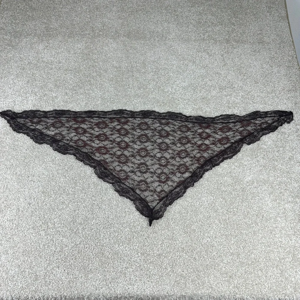 Vintage Floral Lace Triangle Hair Scarf Bandana Black Burgundy Goth Whimsigoth